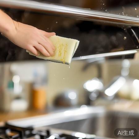 “油烟机油污软化，耐心等待15